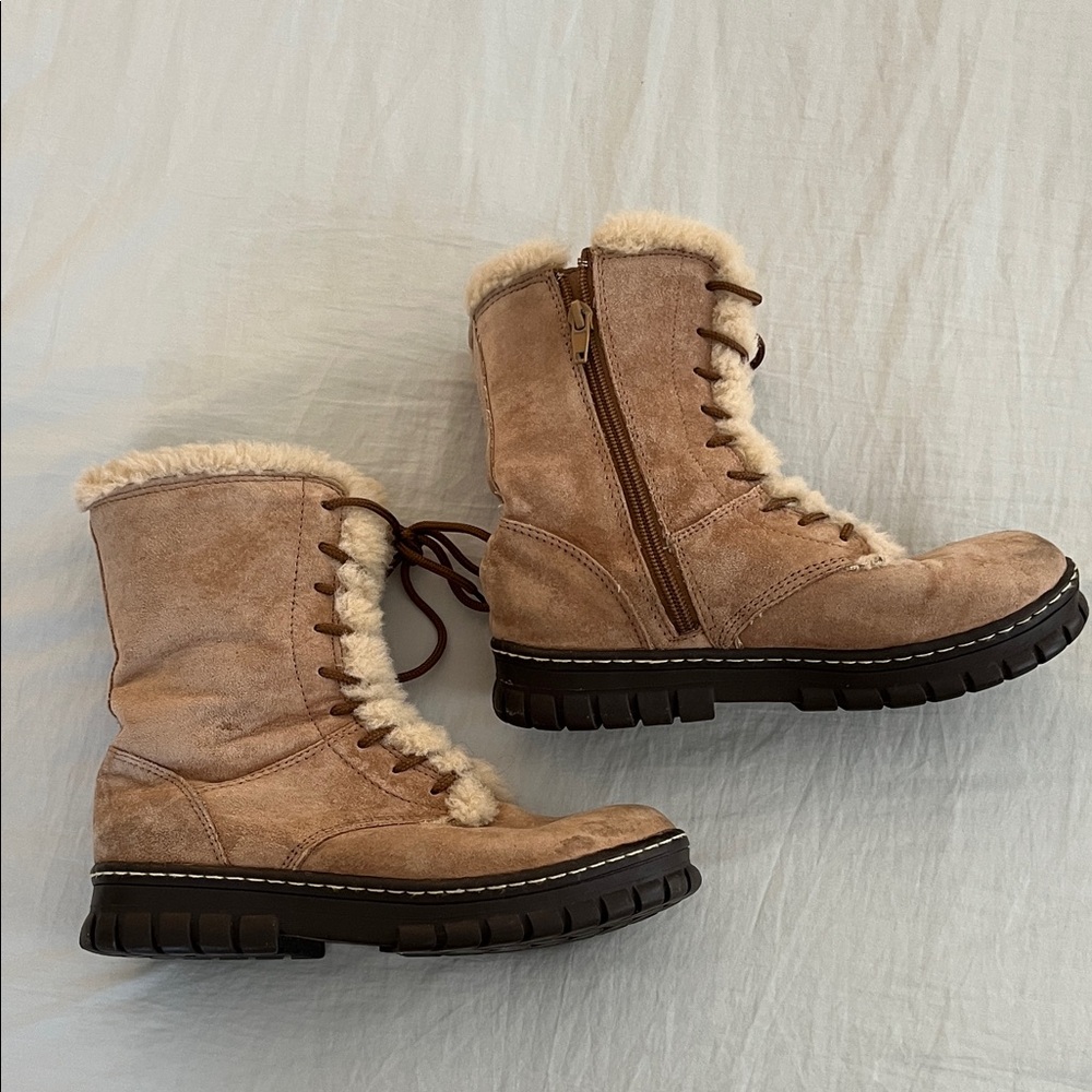 💗Women's Tan Fun Fur-Lined Suede Vibe Boots